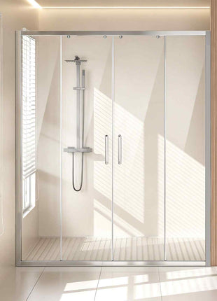 Semi-frameless Shower Door, 57.8-59 W x 70 H in, Double Sliding Glass Door with 1/4 in(6mm) Clear Tempered Glass, Waterproof Shatterproof NANO Stainproof with Stainless Steel Hardware, Chrome