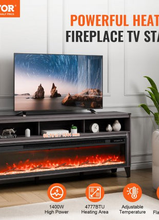 80" Fireplace TV Stand, Media Storage Corner with 60" Fireplace, Storage Drawers & Cabinets, Industrial Style TV Console Table with 20 Flames, Remote Control & Timer for Living Room, Black