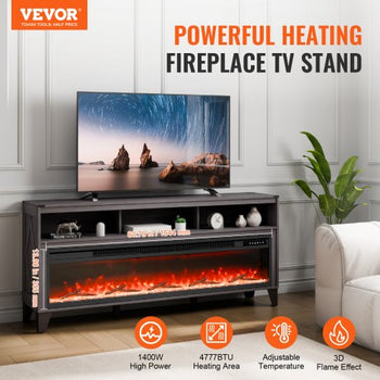 80" Fireplace TV Stand, Media Storage Corner with 60" Fireplace, Storage Drawers & Cabinets, Industrial Style TV Console Table with 20 Flames, Remote Control & Timer for Living Room, Black