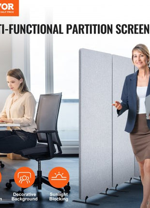 2FT Room Divider, 3 Panel PET Polyester Soundproof Room Screen, Folding Privacy Divider Portable Partition Divider for Room Separation, Freestanding Room Partitions for Office Study, Grey
