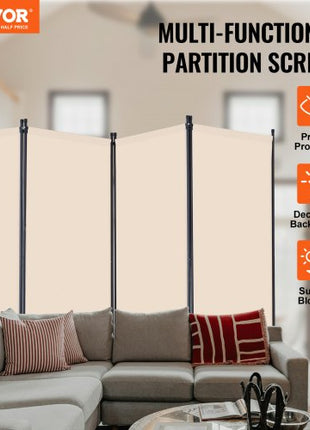 Room Divider, 4 Panel Room Divider, Folding Privacy Screen and Portable Partition Divider for Room Separation, Freestanding Room Partitions for Office, Bedroom, Study, Beige