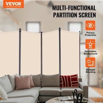Room Divider, 4 Panel Room Divider, Folding Privacy Screen and Portable Partition Divider for Room Separation, Freestanding Room Partitions for Office, Bedroom, Study, Beige