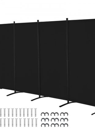 Room Divider, 4 Panel Room Divider, Folding Privacy Screen and Portable Partition Divider for Room Separation, Freestanding Room Partitions for Office, Bedroom, Study, Black