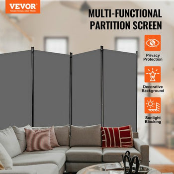 Room Divider, 4 Panels Room Divider, Folding Privacy Screen and Portable Partition Divider for Room Separation, Freestanding Room Partitions for Office, Bedroom, Study, Grey