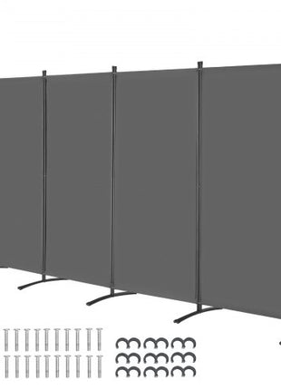 Room Divider, 4 Panels Room Divider, Folding Privacy Screen and Portable Partition Divider for Room Separation, Freestanding Room Partitions for Office, Bedroom, Study, Grey
