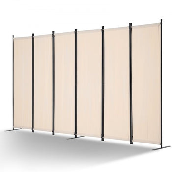 Room Divider, 6 Panel Room Divider, Folding Privacy Screen and Portable Partition Divider for Room Separation, Freestanding Room Partitions for Office, Bedroom, Study, Beige