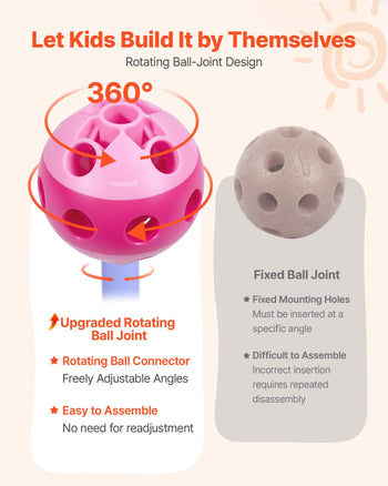 Fort Building Kit for Kids, 140 PCS Creative STEM Construction Toys, for 4 5 6 7 8+ Year Old Boys Girls, Upgraded Balls, Ring & Ball Toss, Educational Activity, Indoor Outdoor Play, Storage Bag