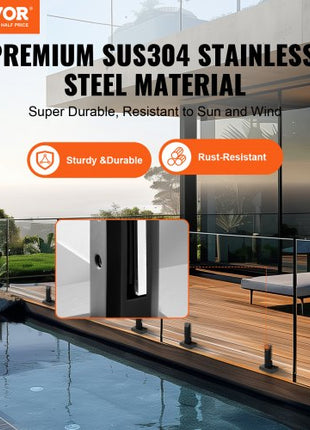 Glass Clamp, 10 PCS Square Glass Railing Bracket for 0.31 "-0.47 " Tempered Glass, 304 Stainless Steel Glass Mounting Clamp, 0.12 Thick Glass Shelf Bracket for Balcony, Garden, Deck, Stair