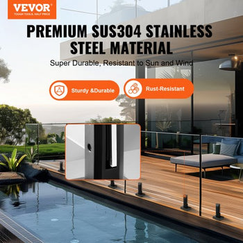 Glass Clamp, 10 PCS Square Glass Railing Bracket for 0.31 "-0.47 " Tempered Glass, 304 Stainless Steel Glass Mounting Clamp, 0.12 Thick Glass Shelf Bracket for Balcony, Garden, Deck, Stair
