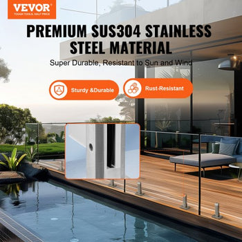 Glass Clamp, 10 PCS Square Glass Railing Bracket for 0.31 "-0.47 " Tempered Glass, 304 Stainless Steel Glass Mounting Clamp, 0.12 Thick Glass Shelf Bracket for Balcony, Garden, Stair, Silver