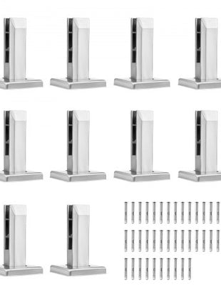 Glass Clamp, 10 PCS Square Glass Railing Bracket for 0.31 "-0.47 " Tempered Glass, 304 Stainless Steel Glass Mounting Clamp, 0.12 Thick Glass Shelf Bracket for Balcony, Garden, Stair, Silver
