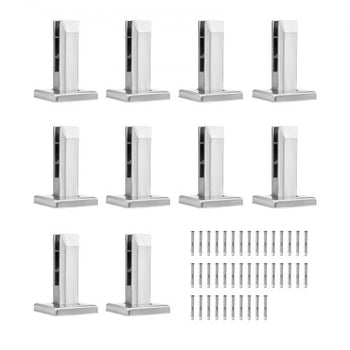 Glass Clamp, 10 PCS Square Glass Railing Bracket for 0.31 "-0.47 " Tempered Glass, 304 Stainless Steel Glass Mounting Clamp, 0.12 Thick Glass Shelf Bracket for Balcony, Garden, Stair, Silver