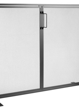 Fireplace Screen 1 Panel with Door, Sturdy Iron Mesh Fireplace Screen, 38.98"(L) x30.7"(H) Spark Guard Cover, Simple Installation, Free Standing Fire Fence Grate for Living Room Home Decor Moder