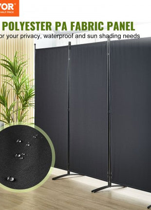 Room Divider, 6.1 ft Room Dividers and Folding Privacy Screens (3-panel), Fabric Partition Room Dividers for Office, Bedroom, Dining Room, Study, Freestanding, Black