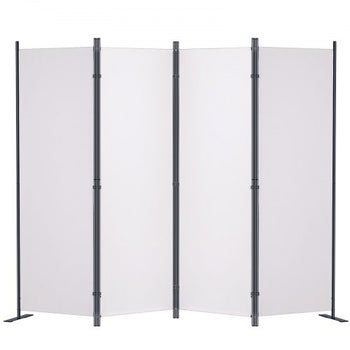 Room Divider, 5.6 ft Room Dividers and Folding Privacy Screens (4-panel), Fabric Partition Room Dividers for Office, Bedroom, Dining Room, Study, Freestanding, White