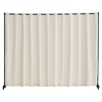 Room Divider, Portable Panel Room Divider with Wheels Curtain Divider Stand, Freestanding Room Divider Privacy Screen for Office, Bedroom, Dining Room, Study, Beige