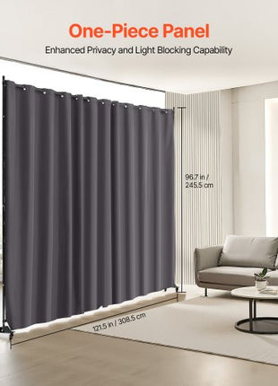 Room Divider, Portable Panel Room Divider with Wheels Curtain Divider Stand, Freestanding Room Divider Privacy Screen for Office, Bedroom, Dining Room, Study, Gray