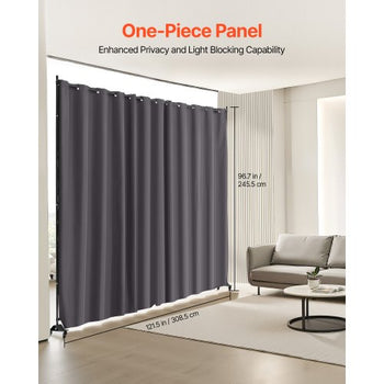 Room Divider, Portable Panel Room Divider with Wheels Curtain Divider Stand, Freestanding Room Divider Privacy Screen for Office, Bedroom, Dining Room, Study, Gray