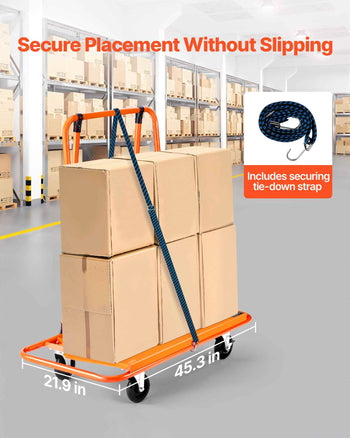 Drywall Cart Dolly, 1800 lbs Load Capacity, Steel Panel Dolly with 4 Swivel Casters, Durable & Long-lasting, Panel Truck Cart with Tie-Down Strap for Plywood, Plasterboard, Glass, Orange