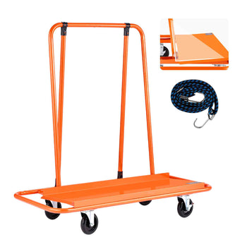 Drywall Cart Dolly, 1800 lbs Load Capacity, Steel Panel Dolly with 4 Swivel Casters, Durable & Long-lasting, Panel Truck Cart with Tie-Down Strap for Plywood, Plasterboard, Glass, Orange
