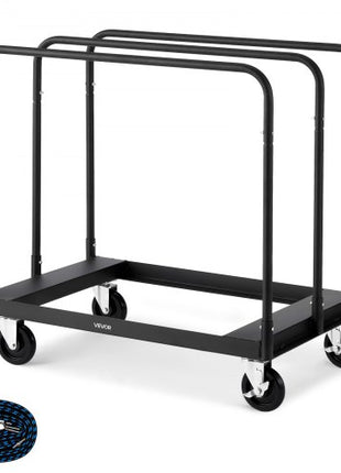 Drywall Cart Dolly, 1800 lbs Load Capacity, Steel Panel Truck Cart with 5 inch Swivel Casters, Lumber Drywall Dolly with with Tie-Down Strap & 3 Side Handrails for Factory, Warehouse, Garage, Black