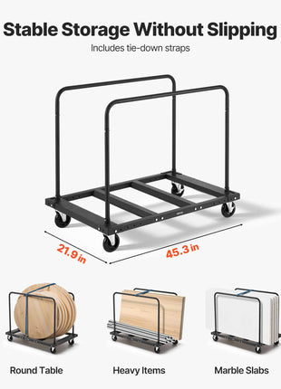 Drywall Cart Dolly, 1800 lbs Load Capacity, Steel Panel Truck Cart with 5 inch Swivel Casters, Lumber Drywall Dolly with Tie-Down Strap & 2 Side Handrails for Factory, Warehouse, Garage, Black