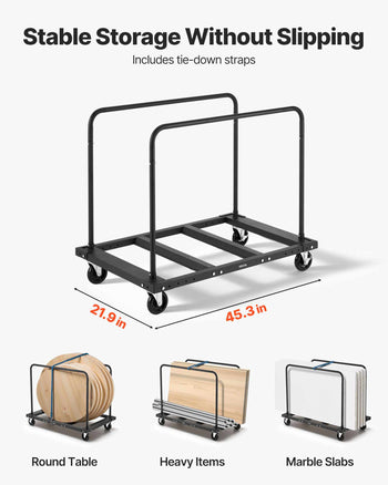 Drywall Cart Dolly, 1800 lbs Load Capacity, Steel Panel Truck Cart with 5 inch Swivel Casters, Lumber Drywall Dolly with Tie-Down Strap & 2 Side Handrails for Factory, Warehouse, Garage, Black