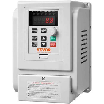 VEVOR Variable Frequency Drive Controller, white housing, digital display, robust design for electrical applications.