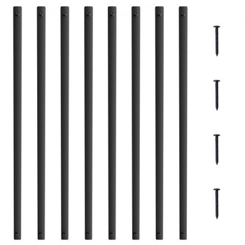 Staircase Metal Balusters, 29.5'' x 1'' Flat Aluminum Alloy Decorative Banister Spindles, 51 Pack Deck Baluster with Screws, Classic Hollow Deck Railing Satin Black Powder Coated for Porch