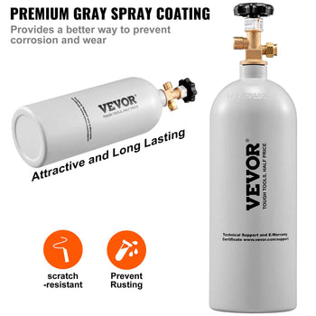 Premium gray spray coating gas tank with brass valve, scratch-resistant, and designed for durability and longevity.