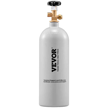 VEVOR 40 cu ft aluminum gas cylinder with brass valve and fittings, sleek silver finish, ideal for industrial use.