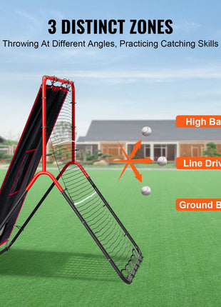 Baseball And Softball Rebounder Net, 3.5 x 4.5 ft 2-in-1 Switch Hitter Pitch Trainer, PitchBack Baseball Pitching Return Trainer Nest, Bounce Back Net for Fielding/Throwing Practice