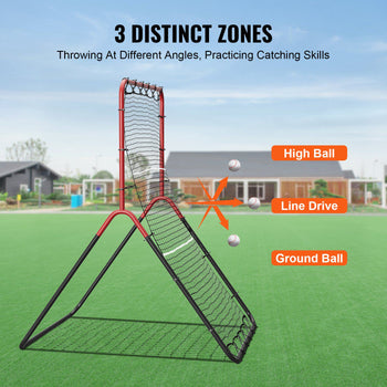 Baseball And Softball Rebounder Net, 3 x 4.5 ft PitchBack Baseball Pitching Nest, 3-Way Baseball, Softball Pitchback Net, Fielding Trainer, Bounce Back Net for Fielding/Throwing Practice