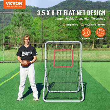 Baseball And Softball Rebounder Net, 3.5 x 6 ft PitchBack Baseball Pitching Nest, Softball Pitchback Net, Fielding Trainer, Bounce Back Net for Fielding/Throwing Practice, 5 Adjustable Angles