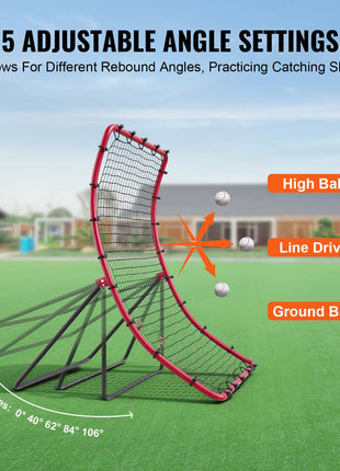 Baseball And Softball Rebounder Net, 4 x 5.5 ft PitchBack Baseball Pitching Nest, Pitch Return Trainer Rebound Net with Pitching Target, All Angle Fielding Rebound Net for Grounders Pop Flies