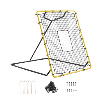 Baseball Softball Rebounder Net 4 x 4.5 ft Pitch Back Trainer Target, 4 Adjustable Angles with Strike Zone, Steel Frame, Bounce Back Net for Pitching & Fielding Training, Return Practice