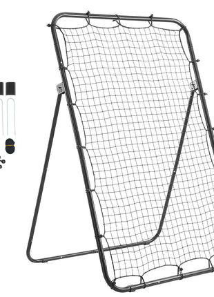 Baseball Softball Rebounder Net 4 x 6 ft Pitch Back Trainer Target, 5 Adjustable Angles with Strike Zone, Steel Frame, Bounce Back Net for Pitching & Fielding Training, Return Practice