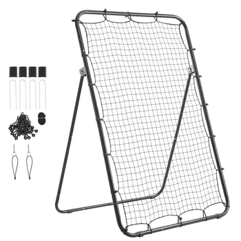 Baseball Softball Rebounder Net 4 x 6 ft Pitch Back Trainer Target, 5 Adjustable Angles with Strike Zone, Steel Frame, Bounce Back Net for Pitching & Fielding Training, Return Practice