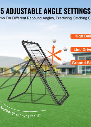 Baseball And Softball Rebounder Net, 4 x 6 Feet PitchBack Baseball Nest for Pitching and Fielding Training, Pitch Return Trainer Rebound Net with Pitching Target, 4 Adjustable Angles