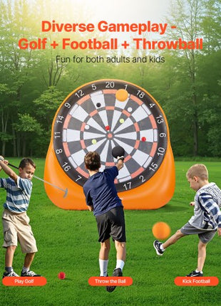 Inflatable Soccer Dart Board, over 6 ft High Giant Soccer Dart Board with 4 Kick Balls, 12 Tennis and Air Pump, 3-Min Setup, Ideal for Giant Yard Games, Giant Kick Darts Game, Backyard Golf Game