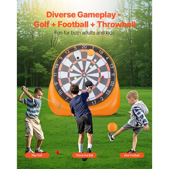 Inflatable Soccer Dart Board, over 6 ft High Giant Soccer Dart Board with 4 Kick Balls, 12 Tennis and Air Pump, 3-Min Setup, Ideal for Giant Yard Games, Giant Kick Darts Game, Backyard Golf Game