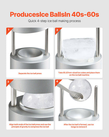 Ice Ball Press, 2.1" Ice Ball Maker, Aviation Aluminum Ice Ball Press Kit for 53mm Ice Sphere, Ice Press with Tong and Drip Tray, for Whiskey, Cocktail, Bourbon, Scot on Party & Holiday