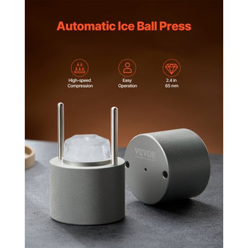 Ice Diamond Press, 2.4" Ice Ball Maker, Aviation Aluminum Diamond Ice Ball Press Kit for Ice Diamond, Ice Press with Tong and Drip Tray, for Whiskey, Cocktail, Bourbon, Scot on Party & Holiday