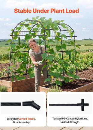 Cucumber Trellis, U-Shape Garden Trellises for Raised Bed, Metal Arch Plant Support for Vine, Climbing Plants Outdoor, Peas, Beans, Zucchini, Tomato, Squash, Flower (70.87 x 44.09 x 82.99 in)