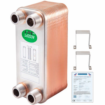 Heat Exchanger 3\"x7.5\" 30 Plates Brazed Plate Heat Exchanger 316L 3/4\" MPT Heat Exchanger B12-30 Beer Wort Chiller for Hydronic Heating