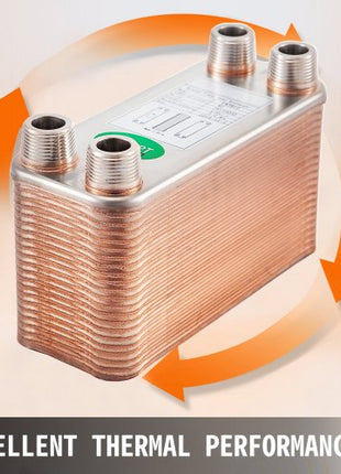 Heat Exchanger 3\"x7.5\" 40 Plates Brazed Plate Heat Exchanger 316L 3/4\" MPT Heat Exchanger B3-12A Beer Wort Chiller for Hydronic Heating