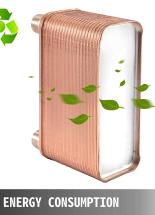 Heat Exchanger 3\"x7.5\" 40 Plates Brazed Plate Heat Exchanger 316L 3/4\" MPT Heat Exchanger B3-12A Beer Wort Chiller for Hydronic Heating
