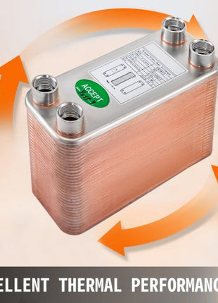Heat Exchanger 3\"x7.5\" 60 Plates Brazed Plate Heat Exchanger 316L 1/2\" BSP FPT Heat Exchanger EATB12 Beer Wort Chiller for Hydronic Heating