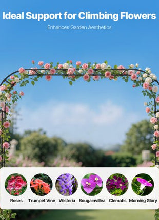 Garden Arbor, 94.5 (H) x 98.5 (W) x 15.8 (D) in Metal Archway, Sturdy Outdoor Trellis Arch with Stakes, Easy to Assemble, Pergola Arbor for Plant Climbing Yard Lawn Wedding Party Decoration