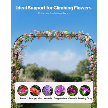 Garden Arbor, 94.5 (H) x 98.5 (W) x 15.8 (D) in Metal Archway, Sturdy Outdoor Trellis Arch with Stakes, Easy to Assemble, Pergola Arbor for Plant Climbing Yard Lawn Wedding Party Decoration
